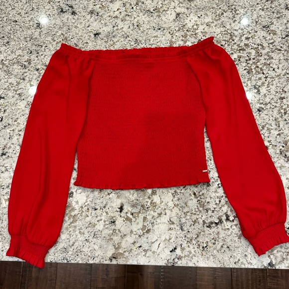 Guess Red Ruched Top - Picture 1 of 5
